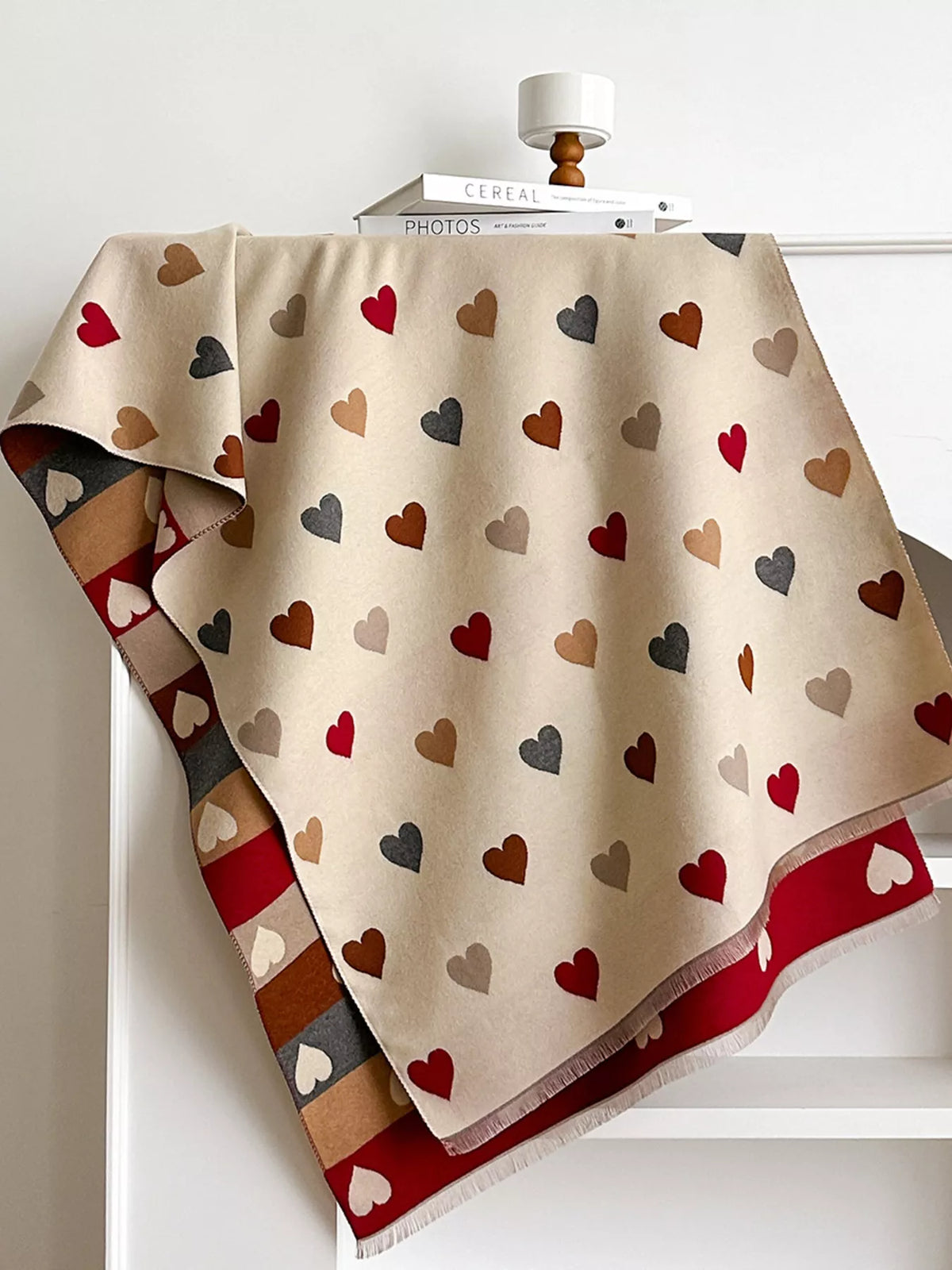 Heart-Pattern Polyester Scarf