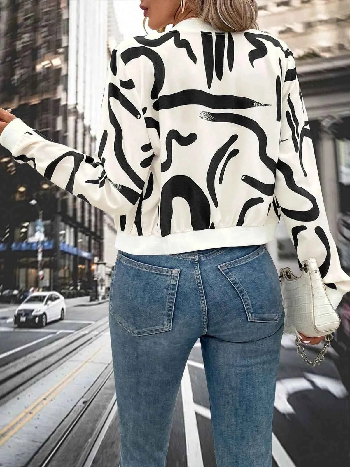 Number-Print Zip-Up Jacket