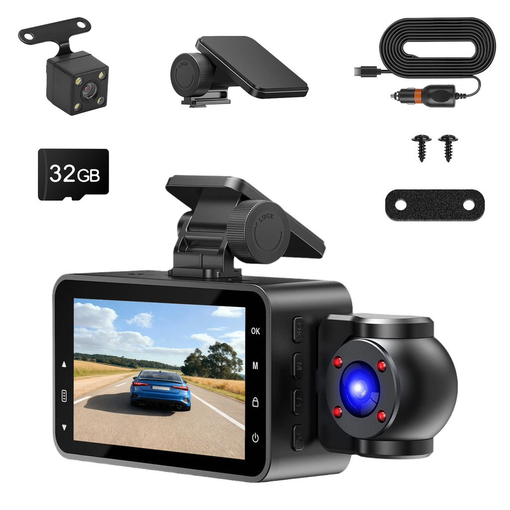 WiFi 3-Channel Dash Cam 1080P | Night Vision | App Control | 32G MMC | Parking Monitor — Prime Trend Market