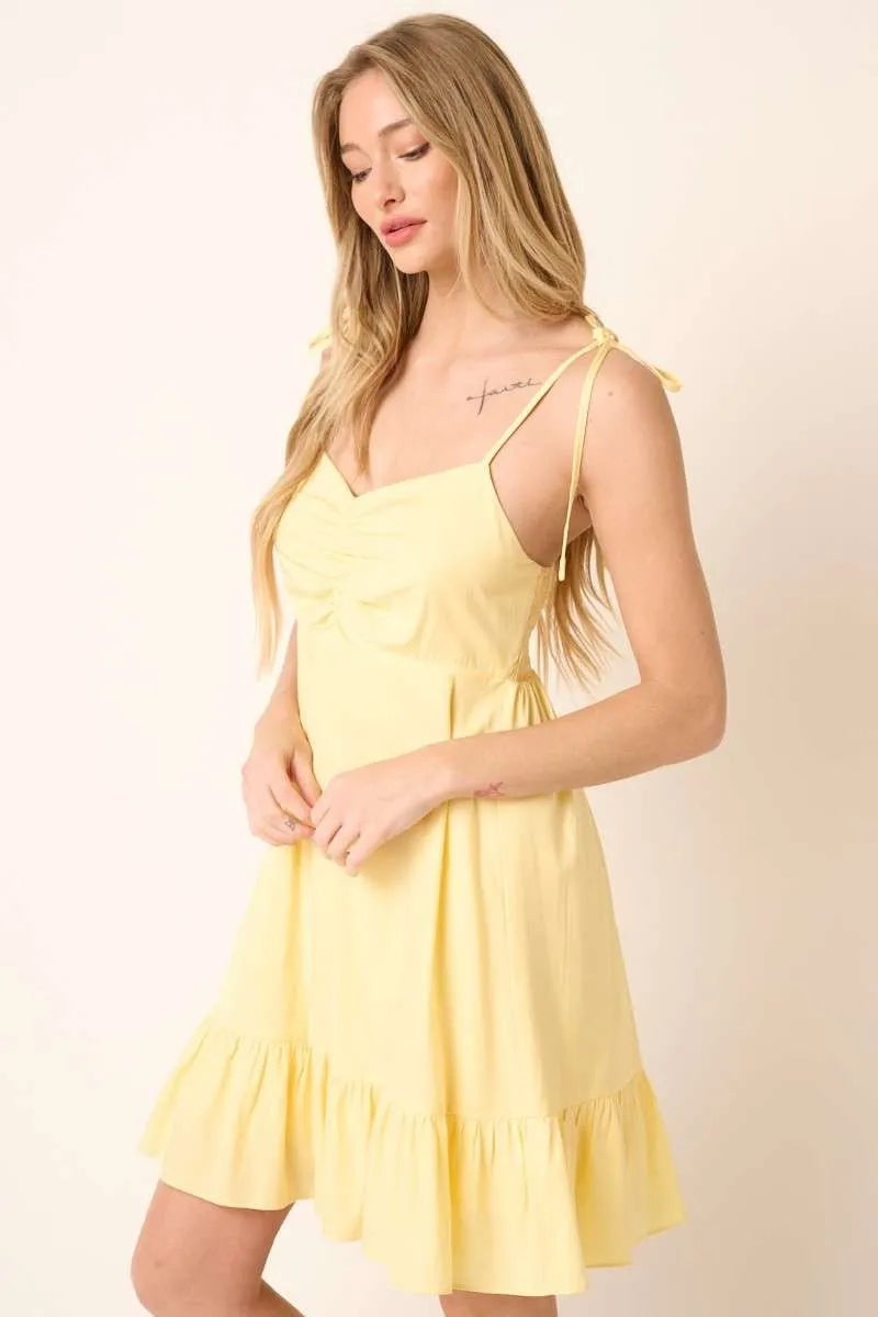 Mittoshop Ruched Tie-Strap Mini Dress