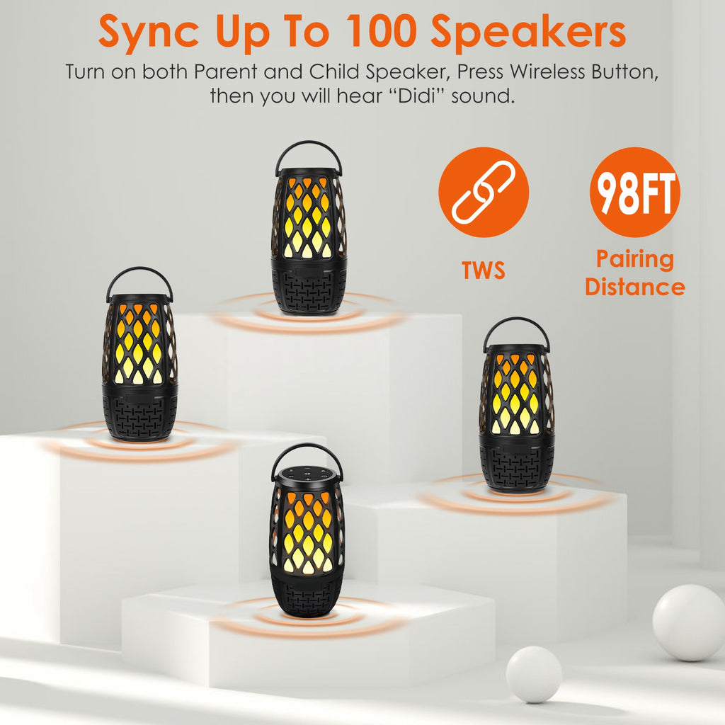 4-in-1 LED Flame Bluetooth 5.3 Speaker | Outdoor Waterproof | 10W | Sync 100 Speakers — Eliza & Tuan