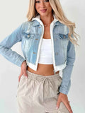 Cropped Hooded Denim Jacket