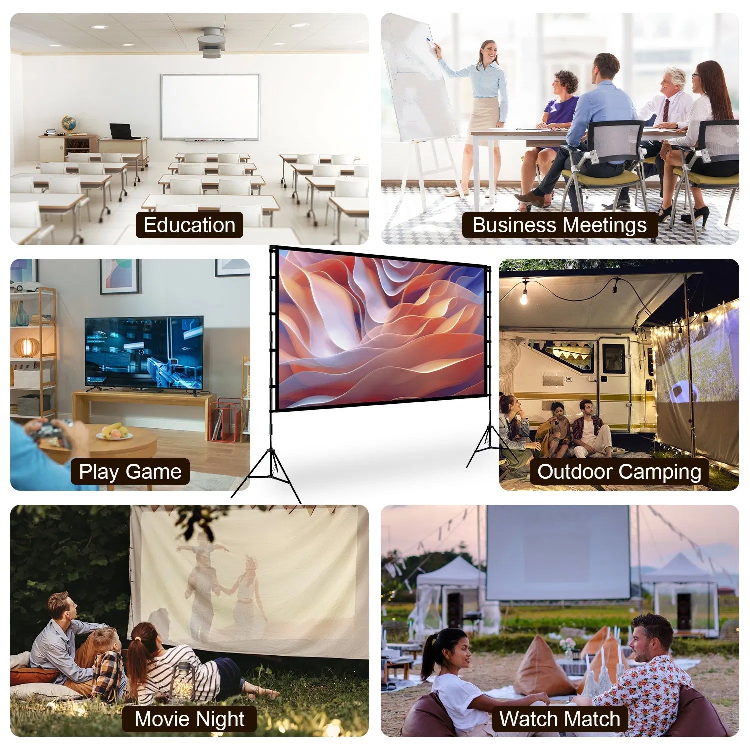 Portable Projector Screen with Stand | 100" & 120" | 4K HD Wrinkle-Free | Backyard Cinema | Indoor Outdoor — Prime Trend Market