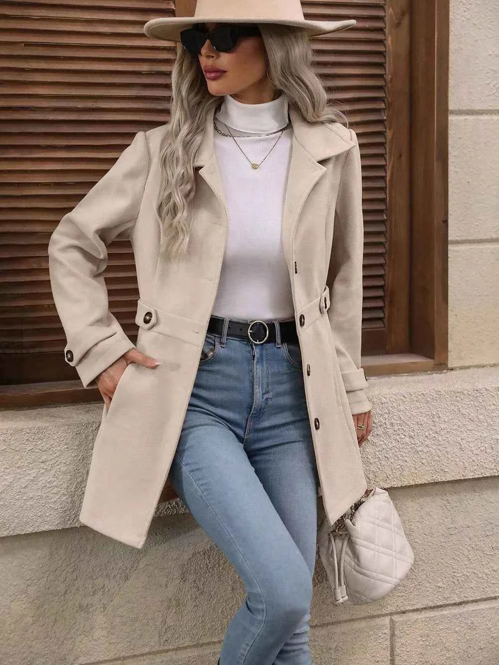 Collared Button-Front Coat