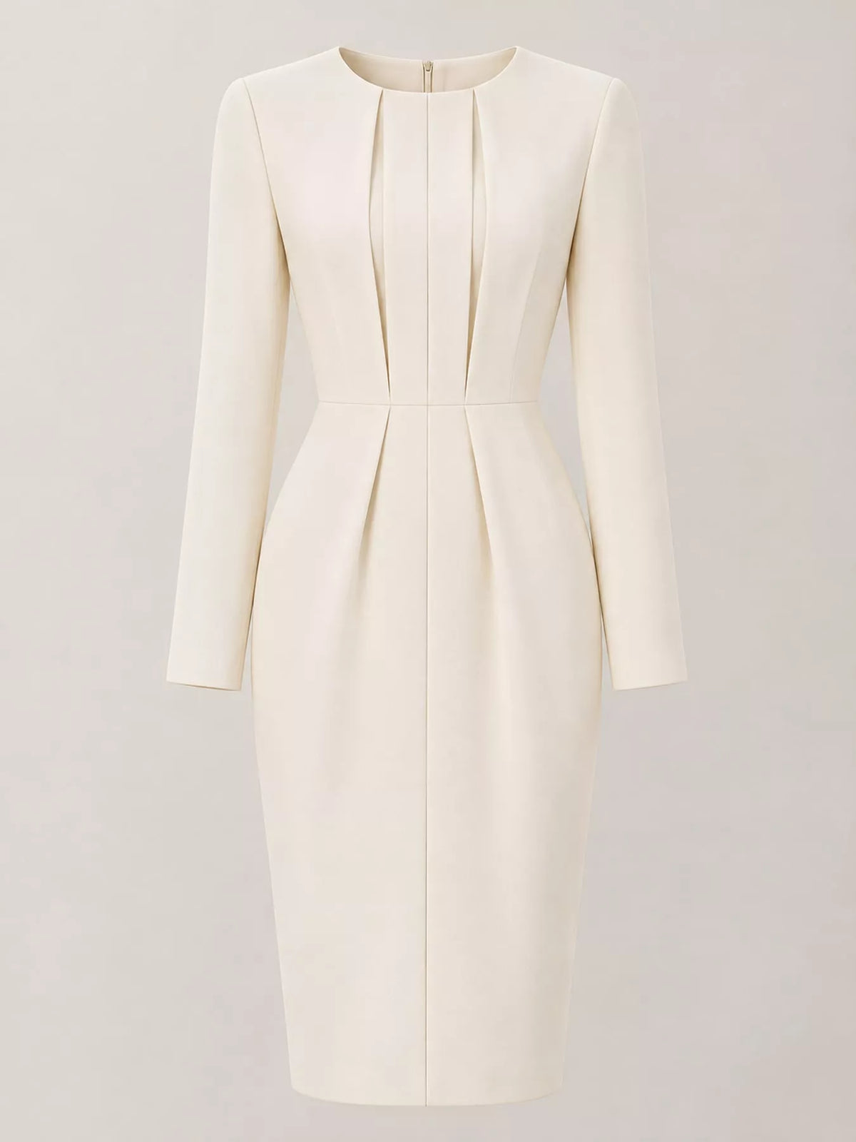Long-Sleeve Pleated Bodycon Dress | S–3XL