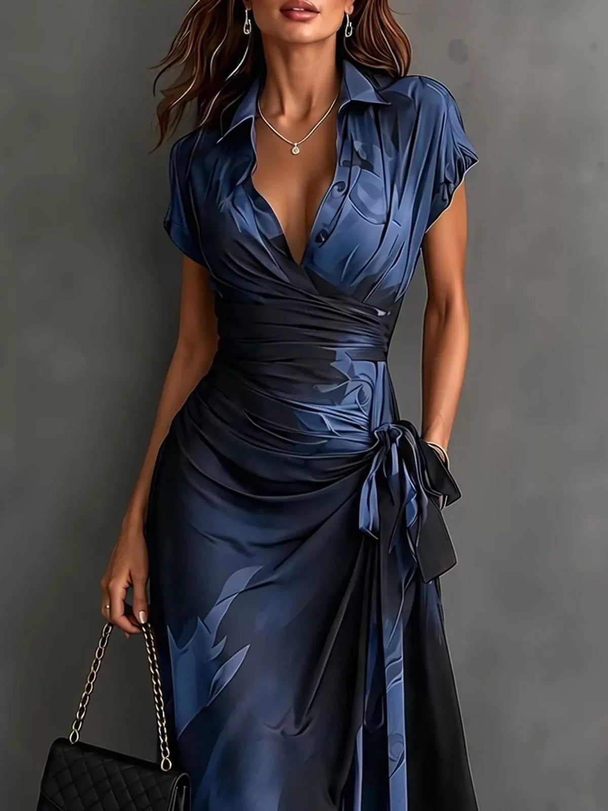 Tie-Detail Surplice Dress