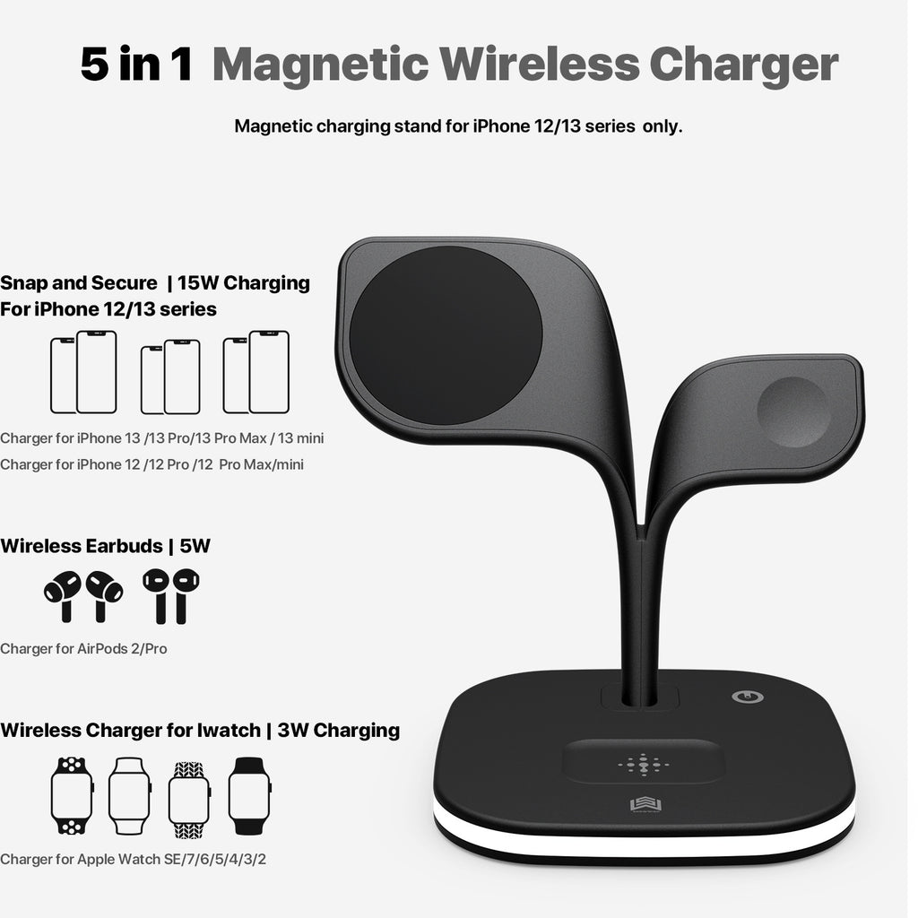 Magnetic 3-in-1 Wireless Charging Station — Phone, Earphones & Watch — Prime Trend Market