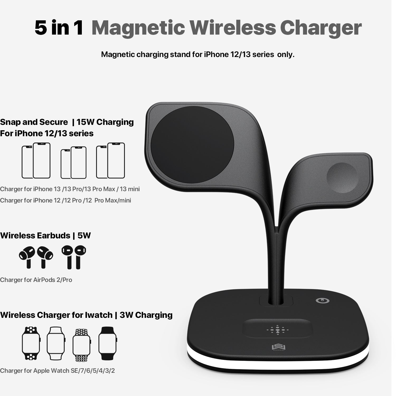 Magnetic 3-in-1 Wireless Charging Station — Phone, Earphones & Watch — Prime Trend Market