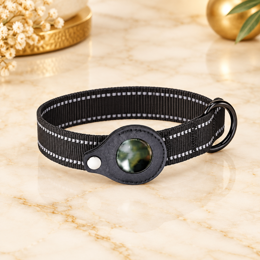 Clean studio image of the AirTag pet collar sleeve