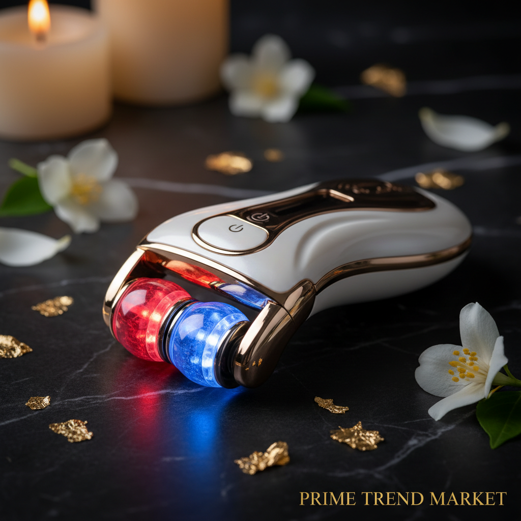 V-Roller EMS Red & Blue Dual-Wave Face Lifting & Slimming Device — Micro Current Tightening Beauty Tool — Eliza & Tuan
