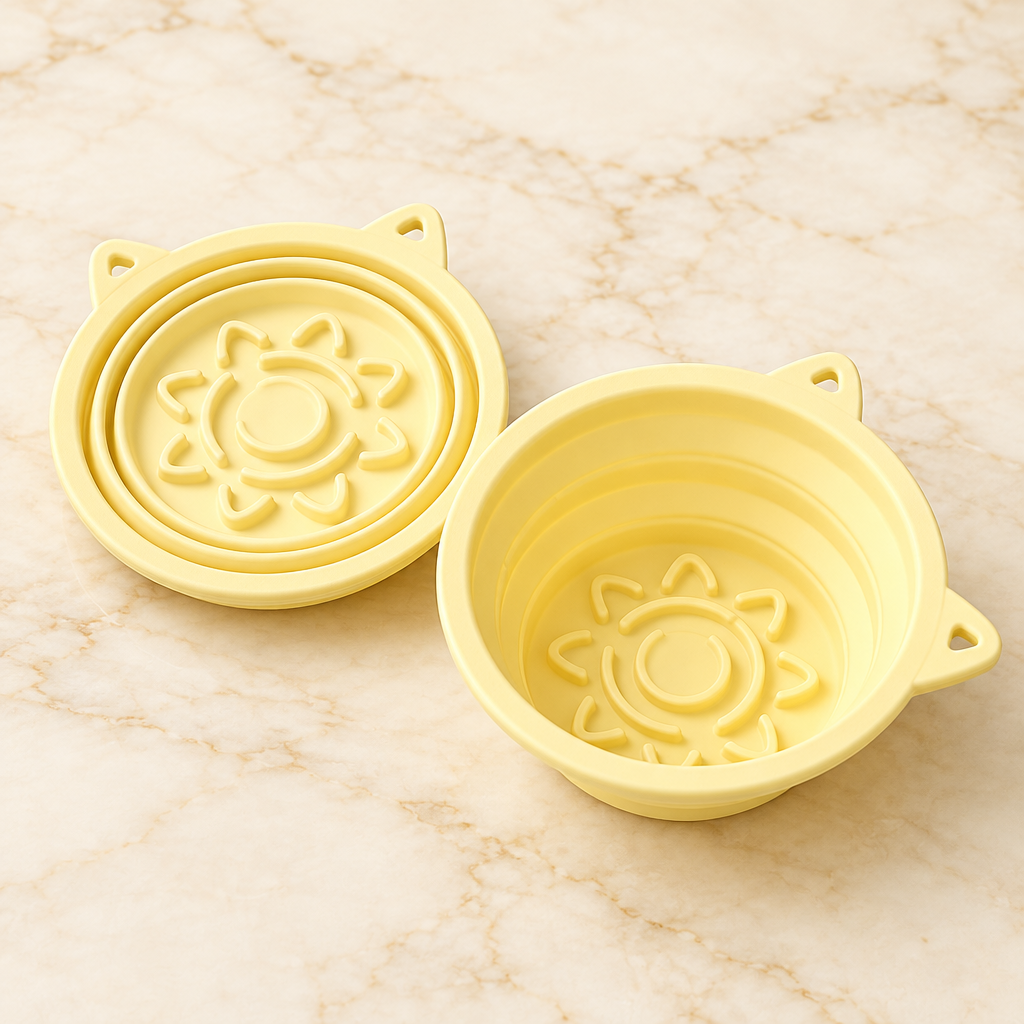 3-in-1 Collapsible Pet Travel Bowl — Slow Feeder, Suction Cup & Collar Hook