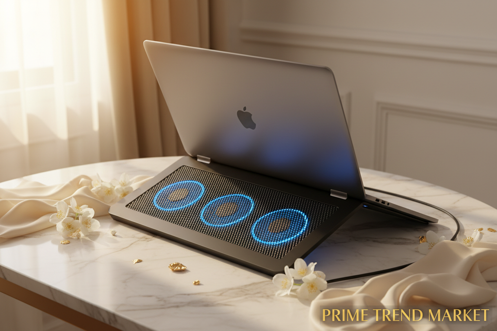 Foldable Laptop Cooling Pad & Ergonomic Stand | Dual USB Metal Mesh Radiator for Notebooks — Prime Trend Market