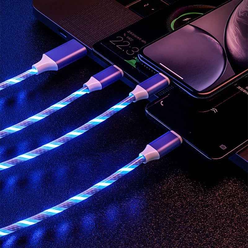 RGB Streamer 3-in-1 Fast Charging Cable — 66W with LED Light Effect