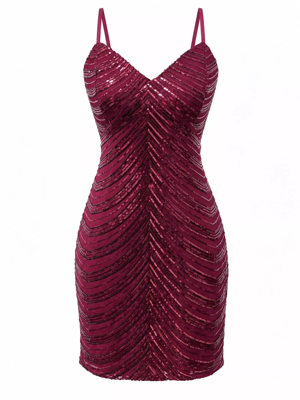Sequin V-Neck Backless Bodycon Mini Cami Dress