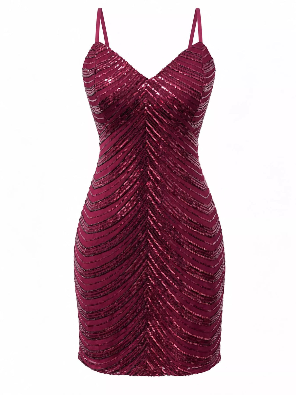 Sequin V-Neck Backless Bodycon Mini Cami Dress