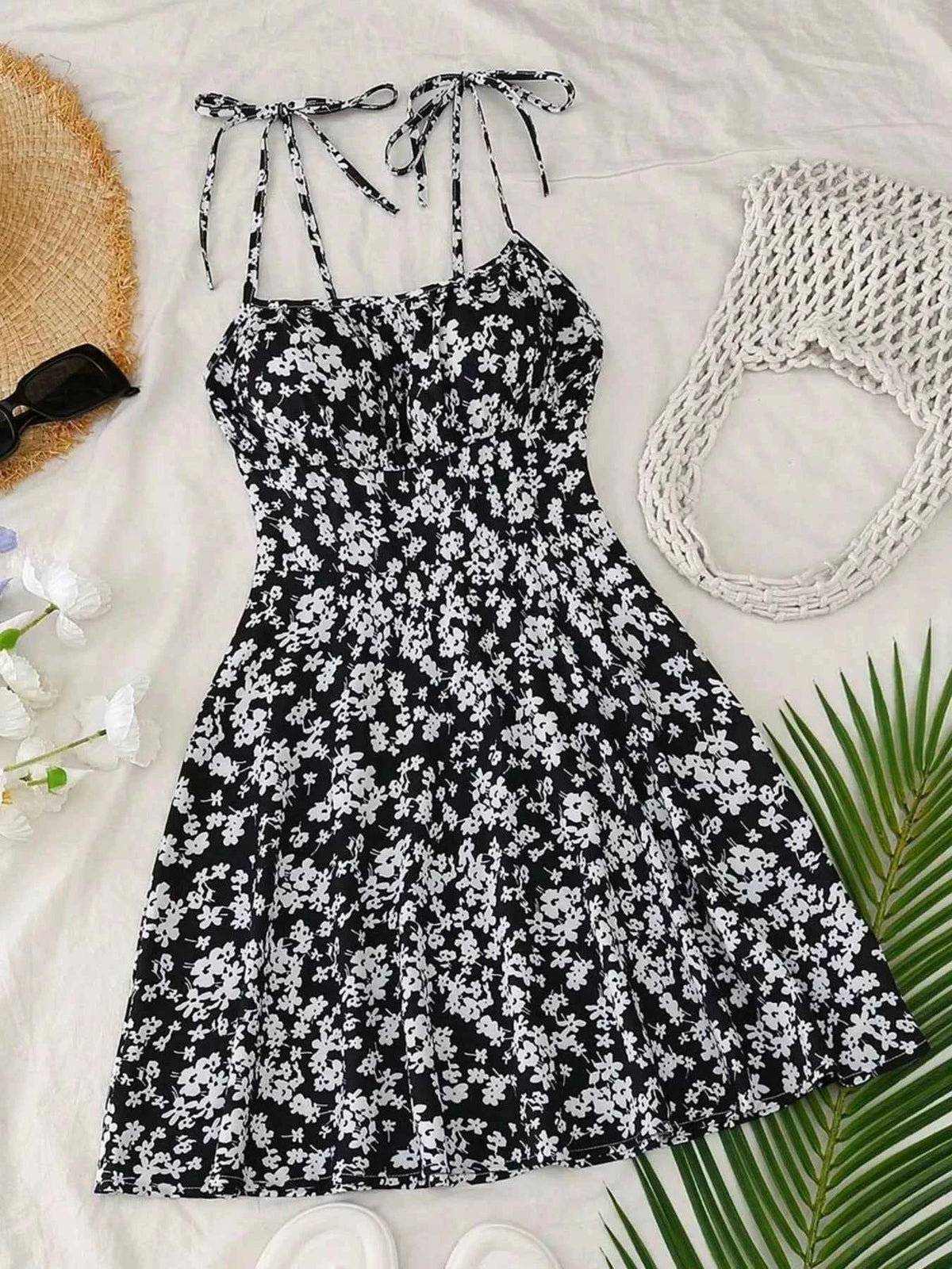 Floral Tie-Strap Mini Dress