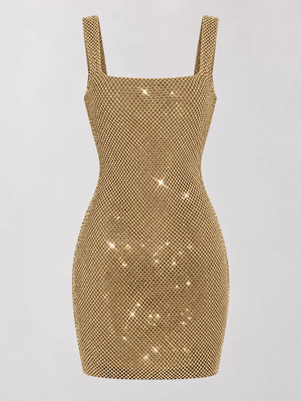 Backless Rhinestone Mesh Bodycon Mini Dress