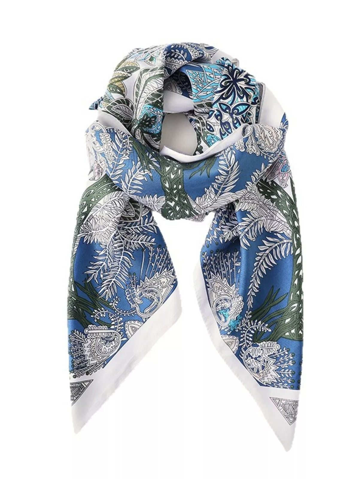 Blue Floral Print Scarf