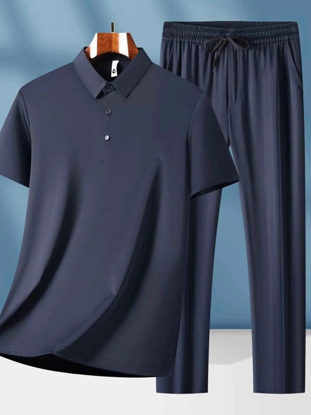 Men’s Button-Detail Top & Drawstring Pants Set