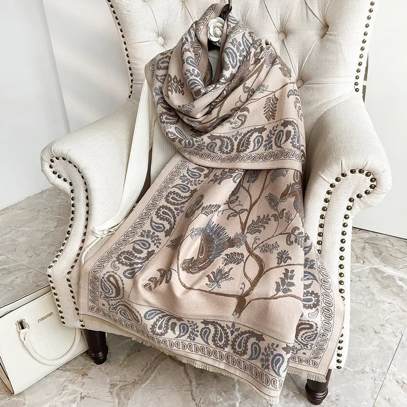 Printed Raw-Hem Polyester Scarf
