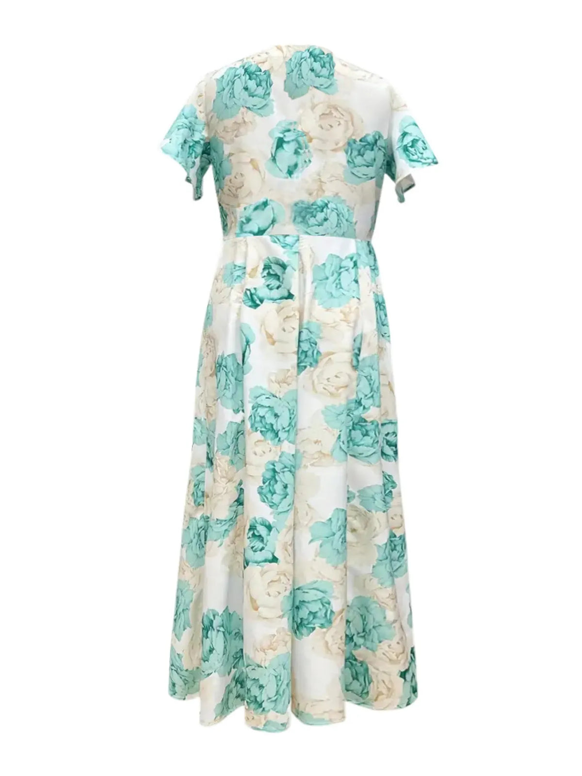 Plus Size Floral V-Neck Flutter-Sleeve Maxi Dress