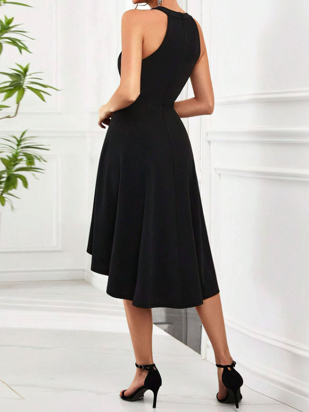 Sleeveless High-Low Hem Dress
