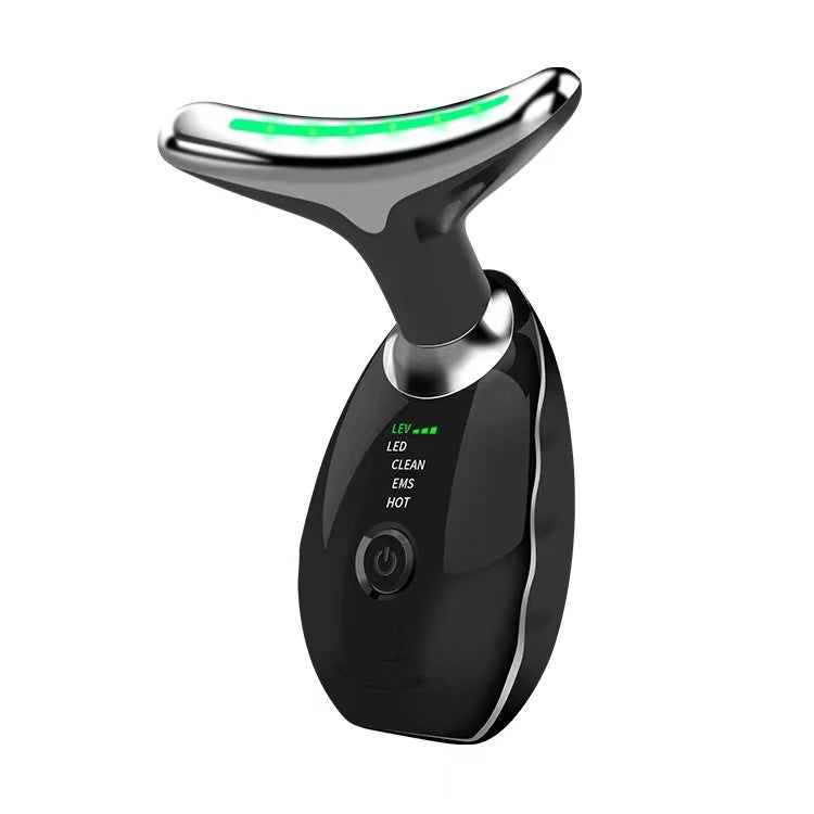 Luxury 7-Color LED EMS Face & Neck Beauty Massager — Negative Ion, Infrared, Ultrasonic Skin Rejuvenation — Eliza & Tuan