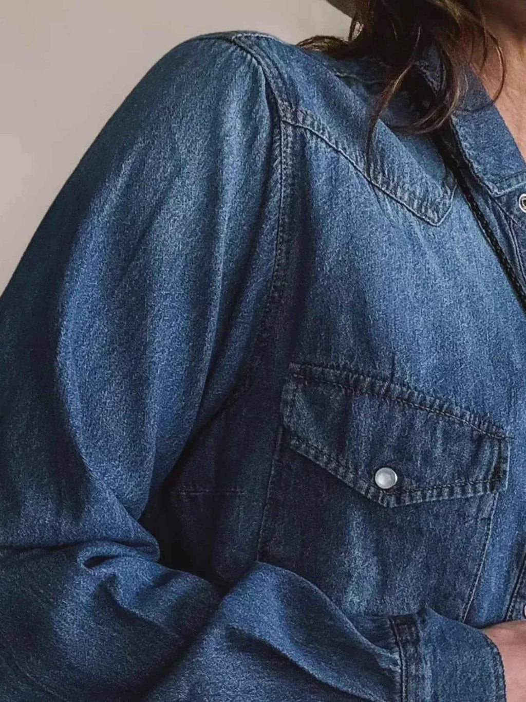 Washed Blue Button-Down Denim Shirt