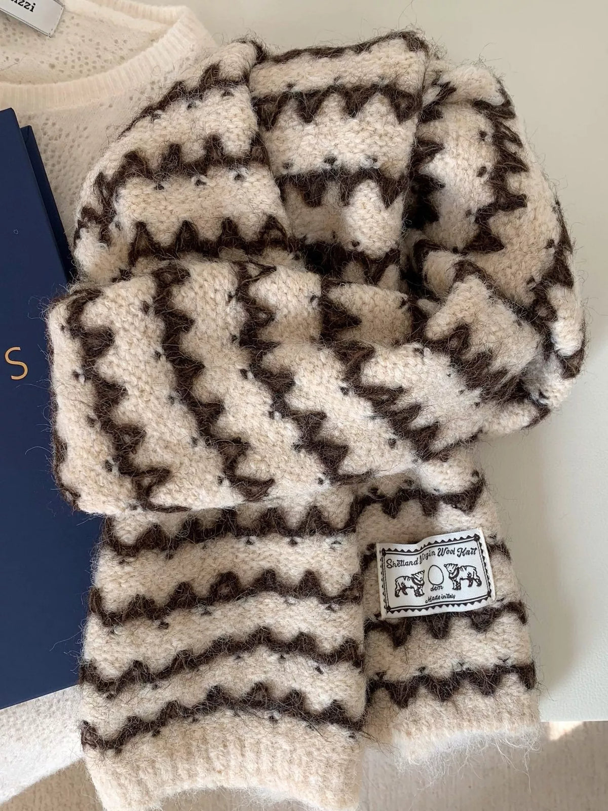 Vintage Zigzag Knit Scarf