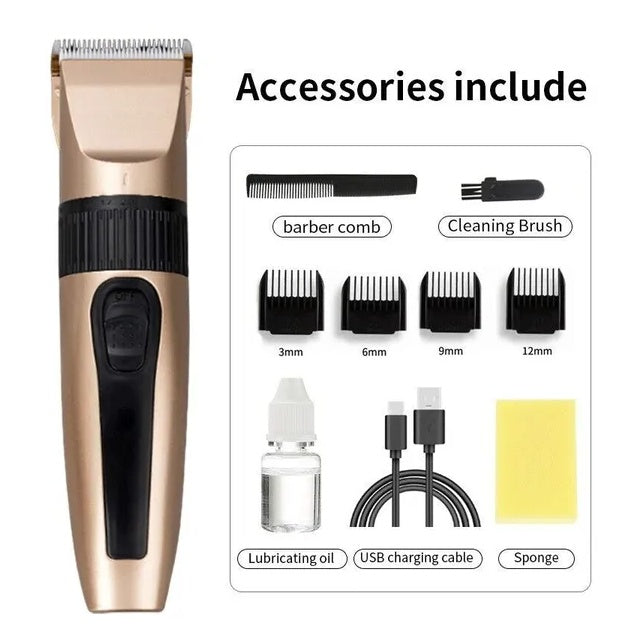 Professional Cordless Hair Clipper & Barber Cutting Kit | Ceramic Blade, USB Rechargeable, IPX7 Waterproof | Men's Grooming — Prime Trend Market