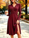 Ruched Long-Sleeve Dress | S–XXXL