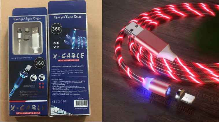 3-in-1 LED Magnetic Charging Cable — Streamer Light Effect