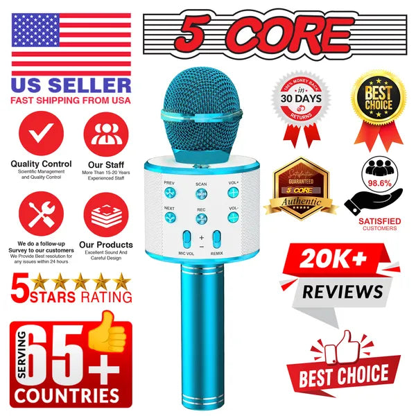 Wireless Karaoke Microphone with Speaker | 3-in-1 Bluetooth Mic | Portable | Blue — Eliza & Tuan