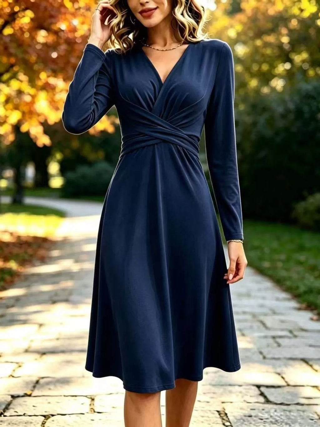 Ruched Long-Sleeve Dress | S–XXXL