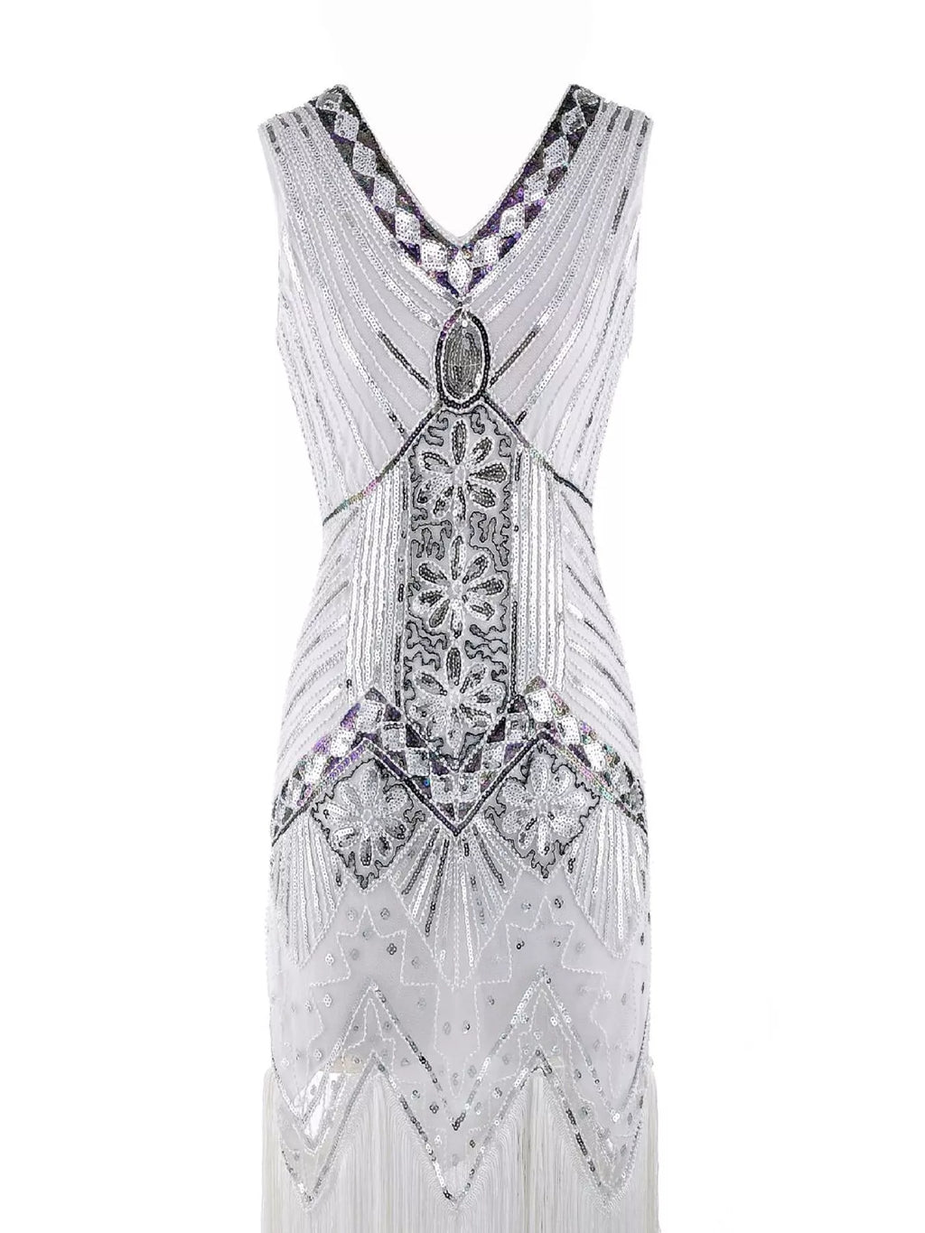 Sequin Fringe-Hem Sleeveless Dress | S–4XL