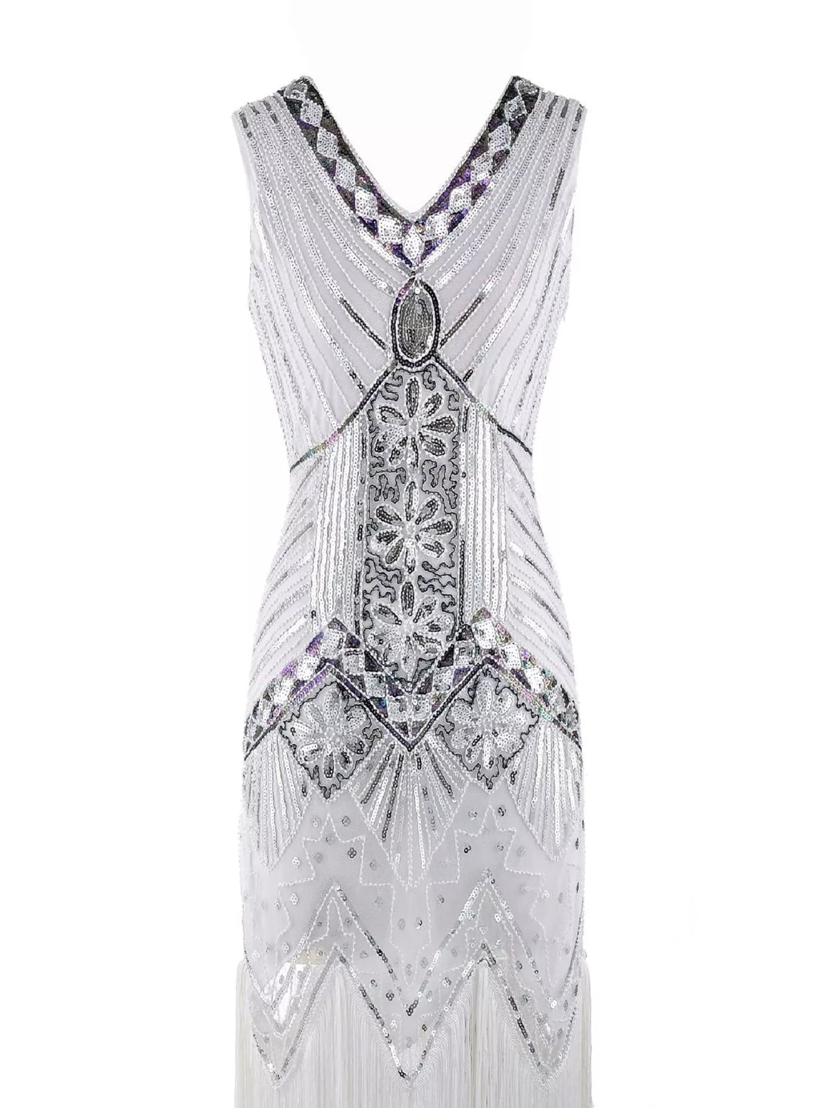 Sequin Fringe-Hem Sleeveless Dress | S–4XL