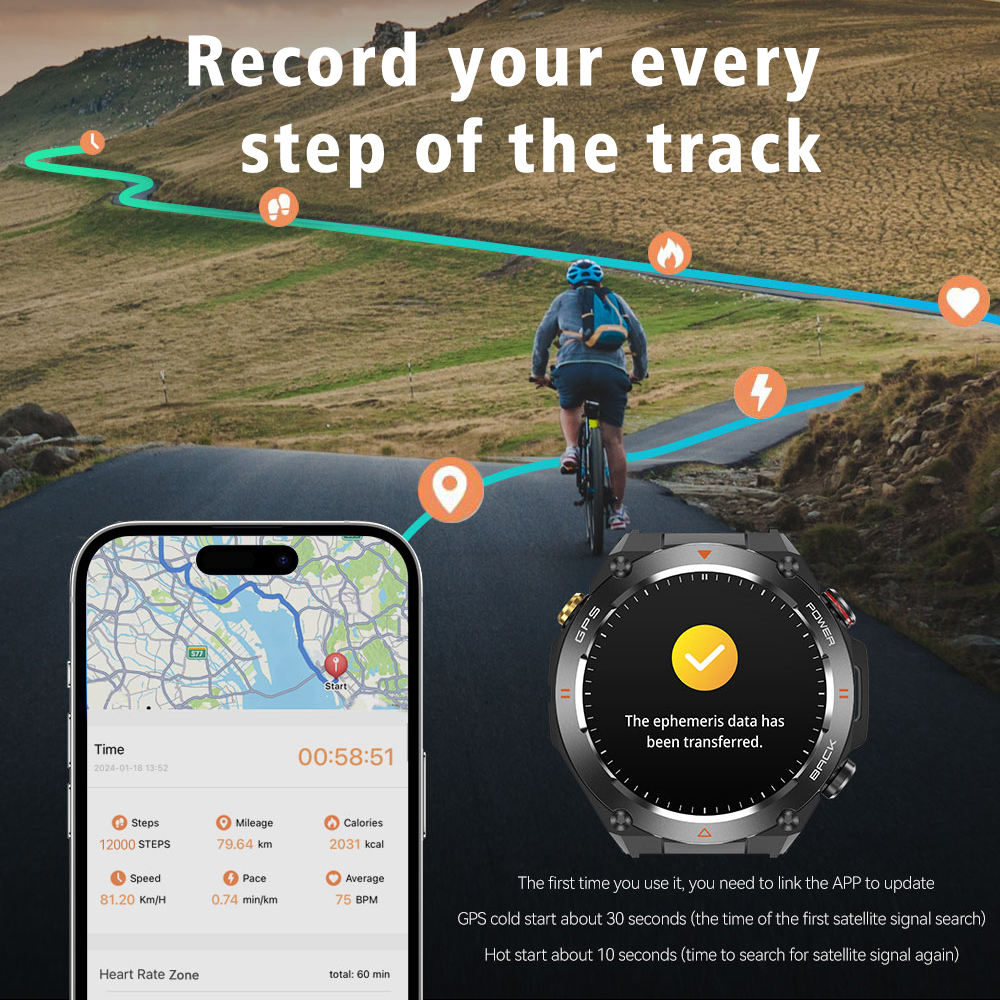 SENBONO GPS Smartwatch for Men – 1.45" HD Screen, Built-In GPS, Altimeter, Barometer, Compass, AI Voice, Android & iPhone — Prime Trend Market