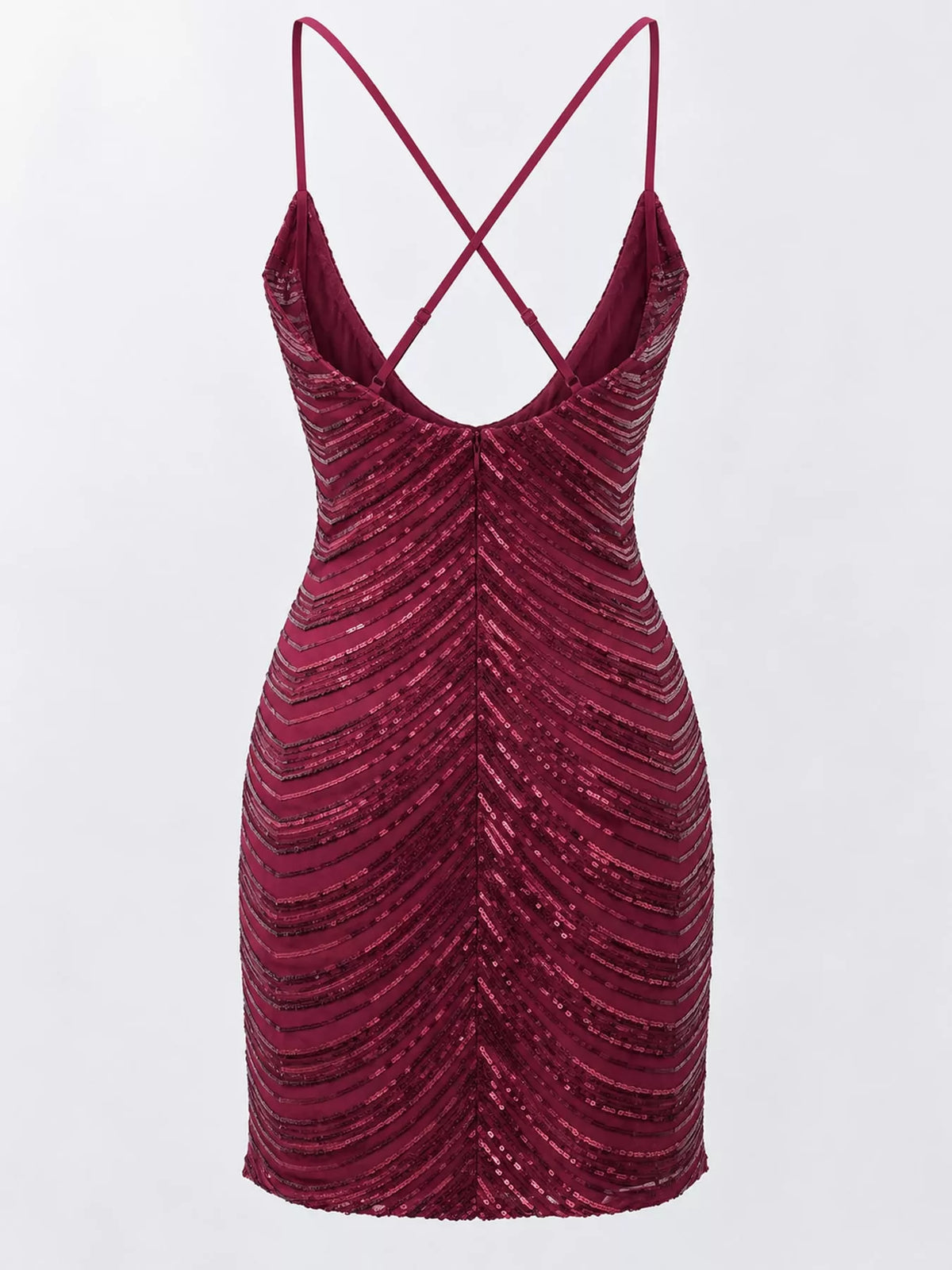 Sequin V-Neck Backless Bodycon Mini Cami Dress