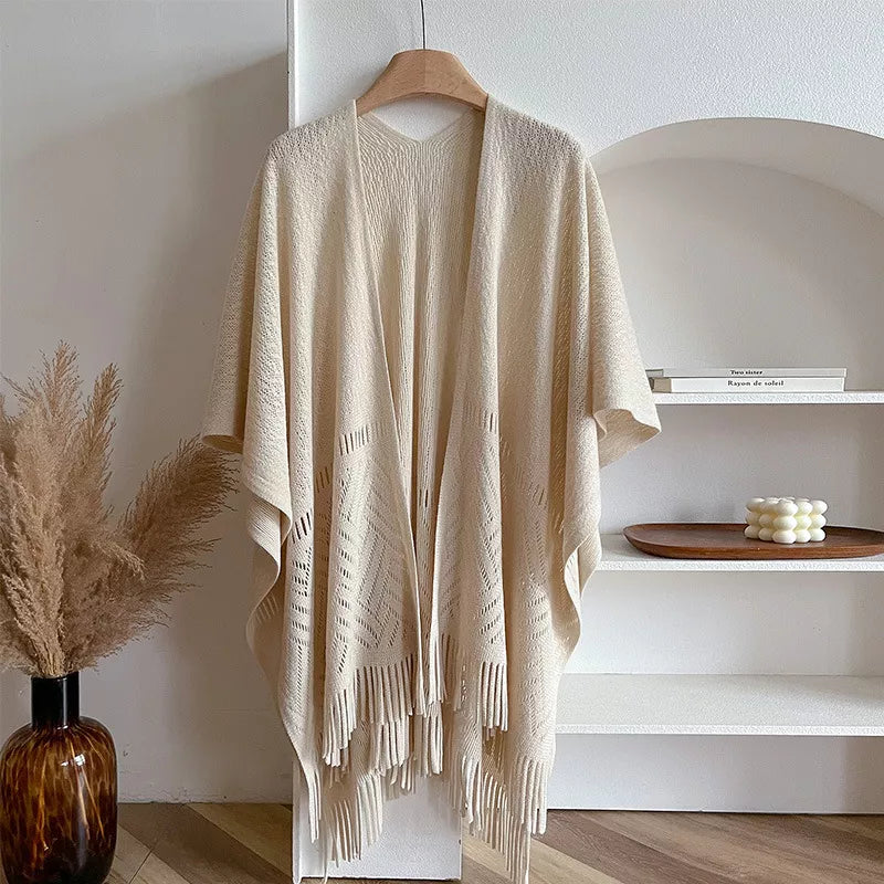 Cotton Openwork Fringe Scarf Shawl