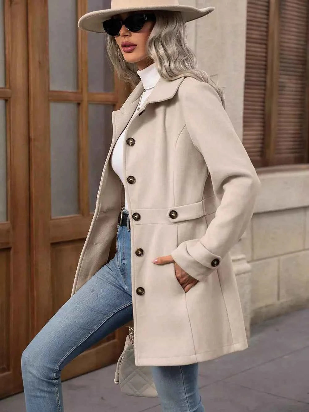 Collared Button-Front Coat