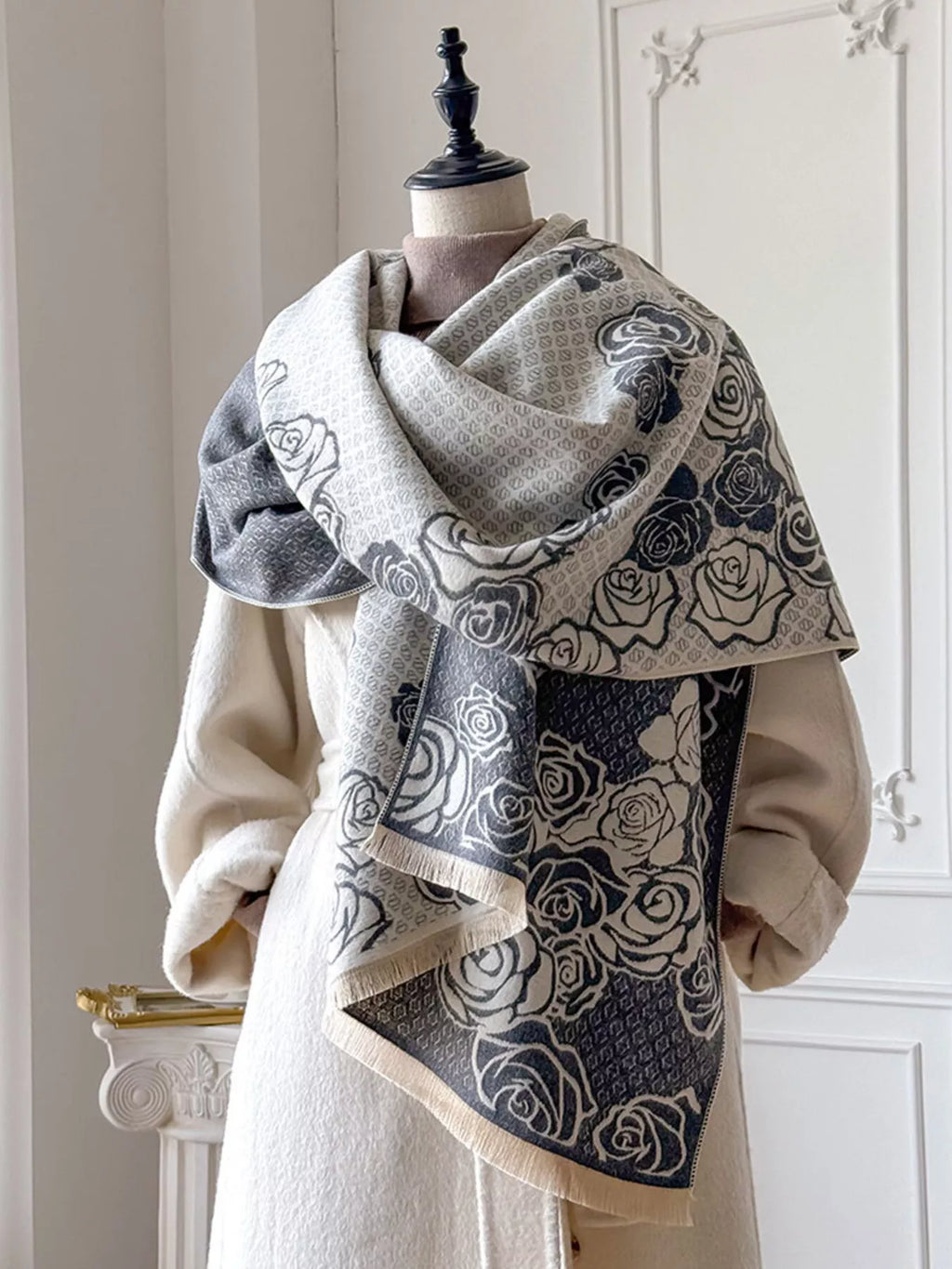Rose-Pattern Scarf
