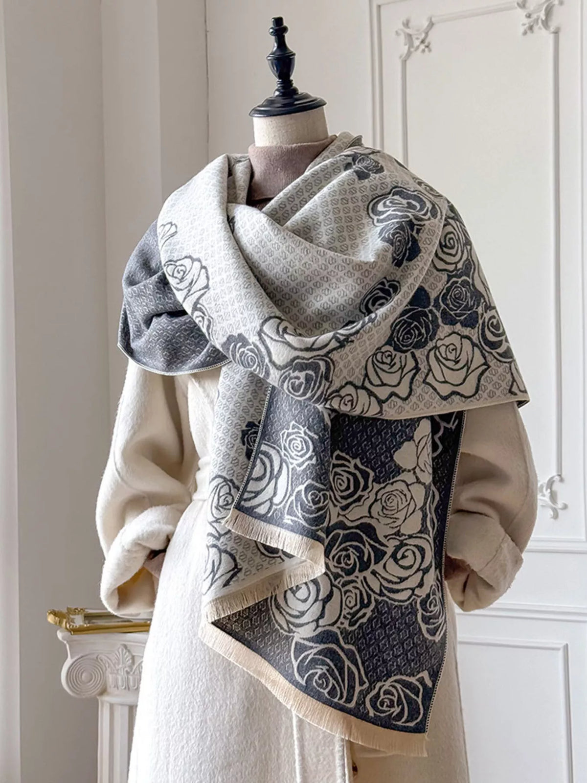 Rose-Pattern Scarf