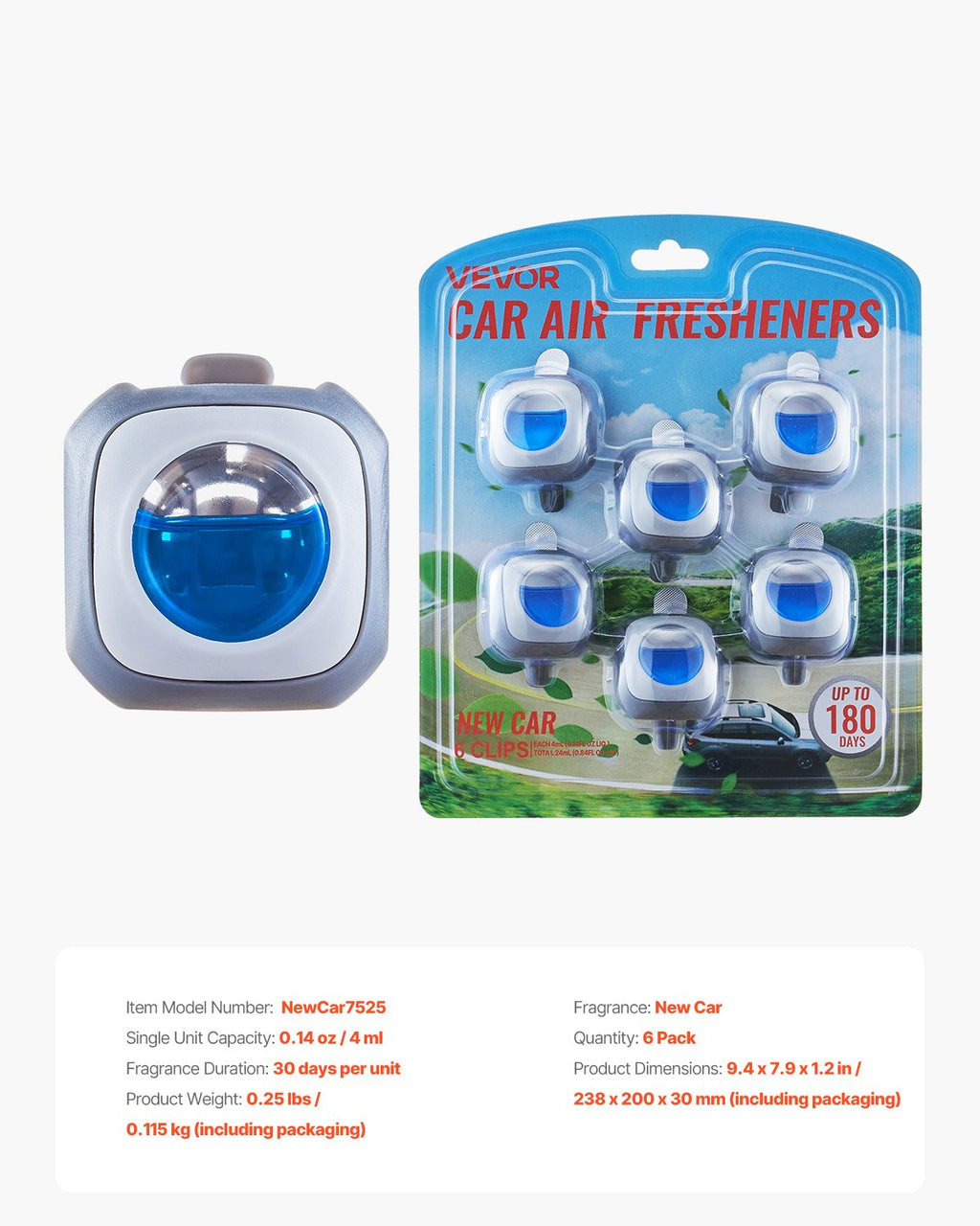 Car Air Freshener 6-Pack | New Car Scent Vent Clips | Long Lasting 4ml Each | Premium Fragrance — Prime Trend Market