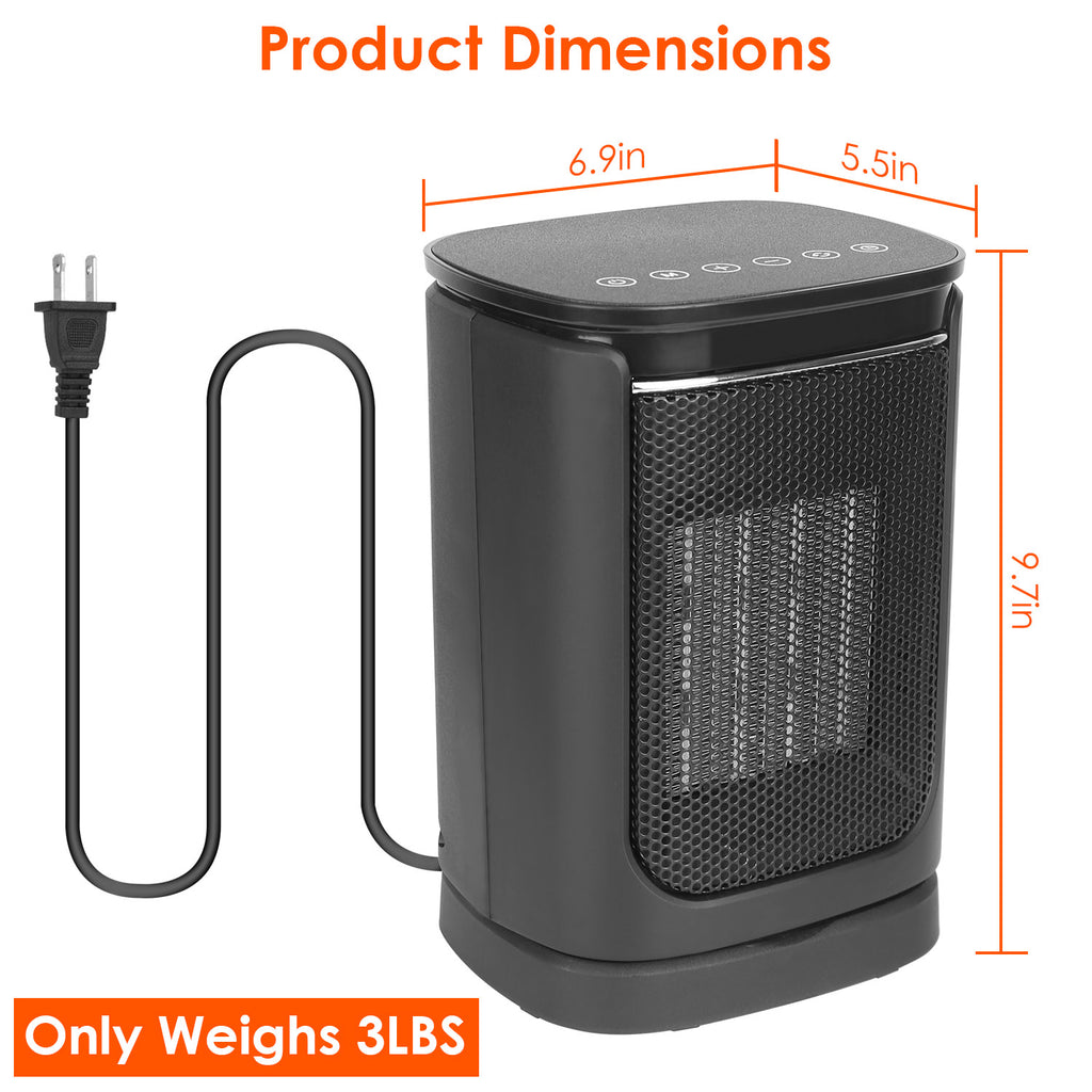 1500W Ceramic Space Heater — 3 Modes, 90° Oscillation, Remote Control & Tip-Over Protection — Prime Trend Market