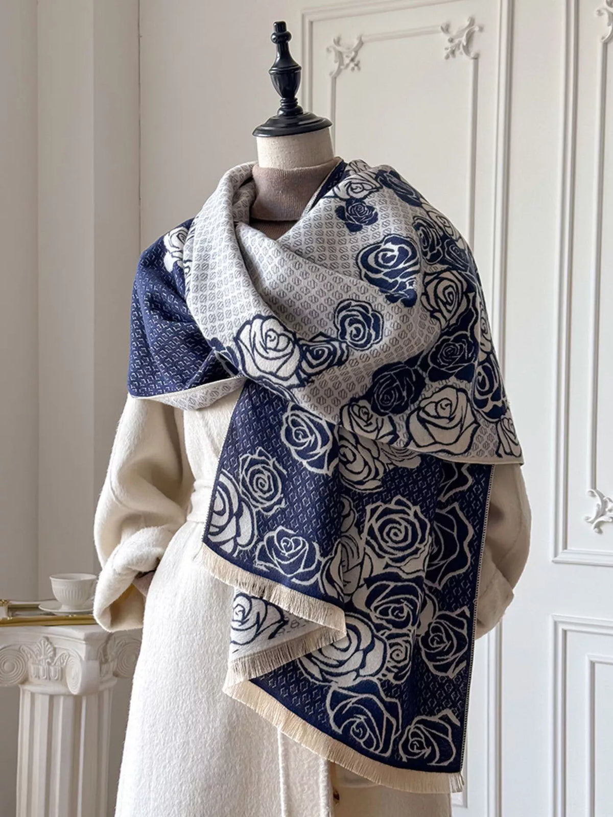 Rose-Pattern Scarf