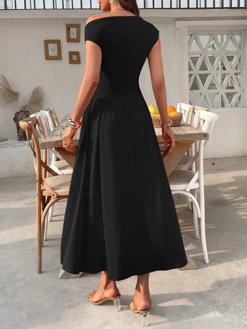 Single-Shoulder Dress with Pockets