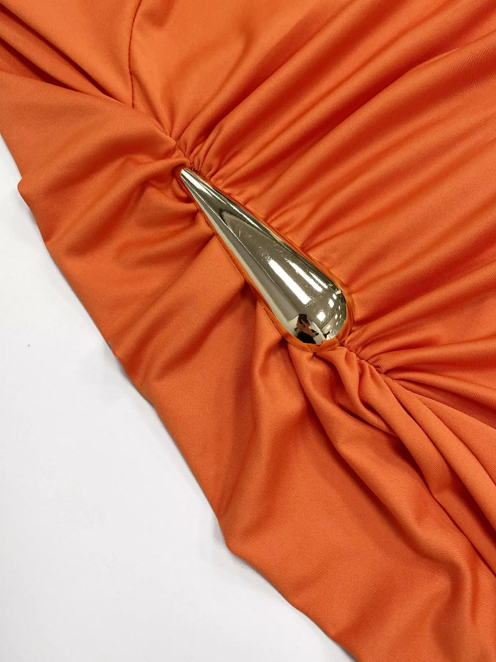Draped Sleeveless Maxi Dress with Gold-Tone Accents