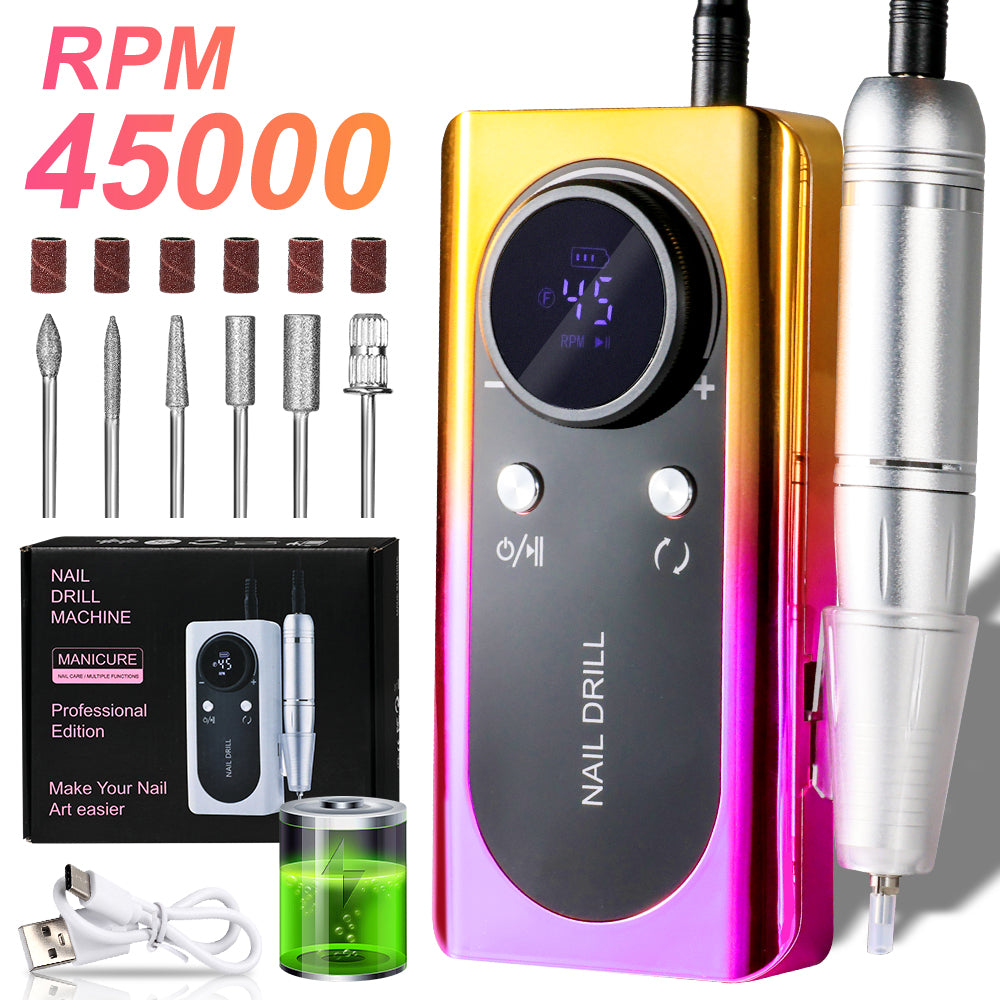 Professional Electric Nail Drill Machine | 45,000 RPM | Cordless Rechargeable | LCD Display | E-File Kit — Prime Trend Market
