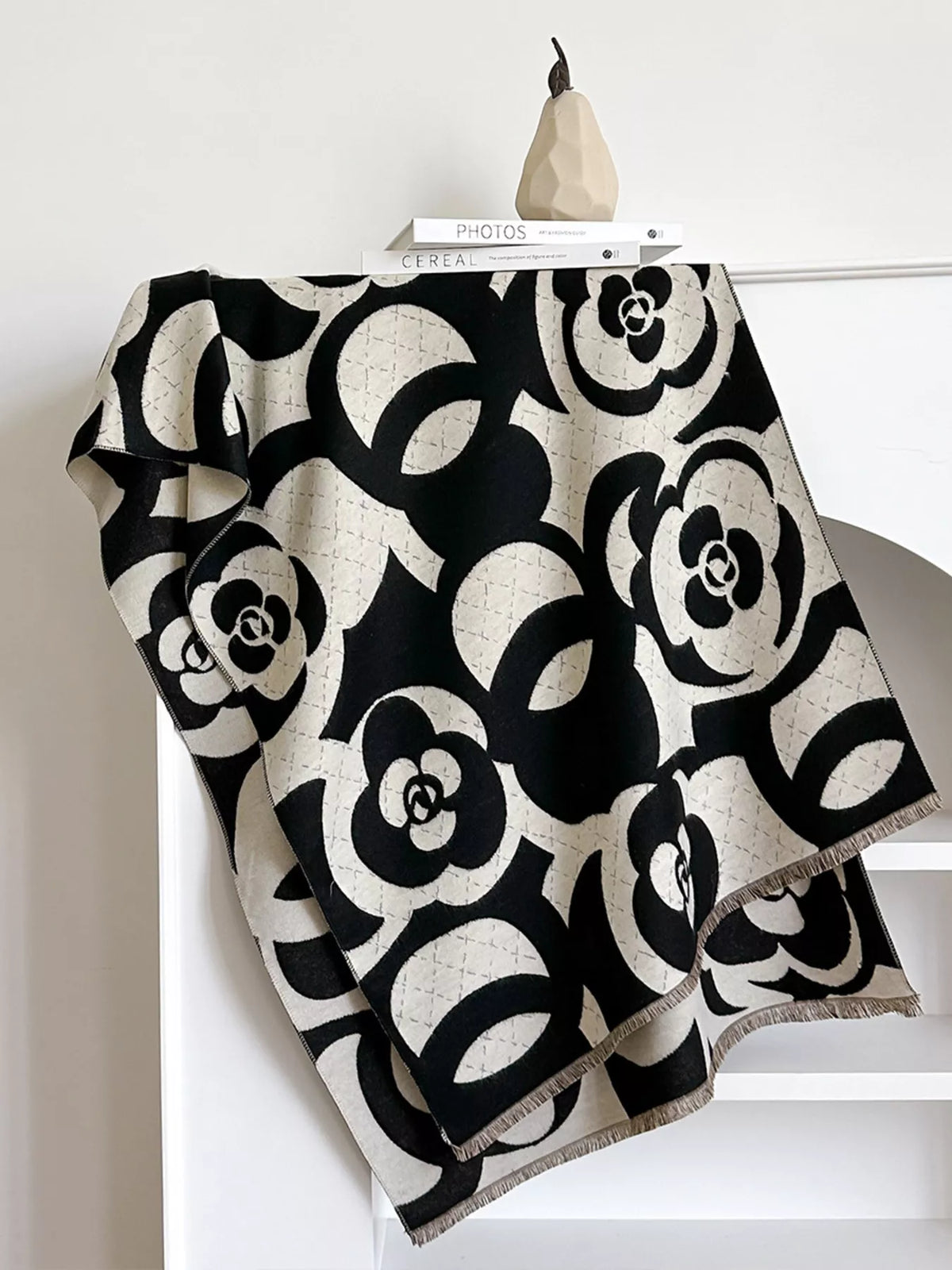 Floral-Pattern Polyester Scarf