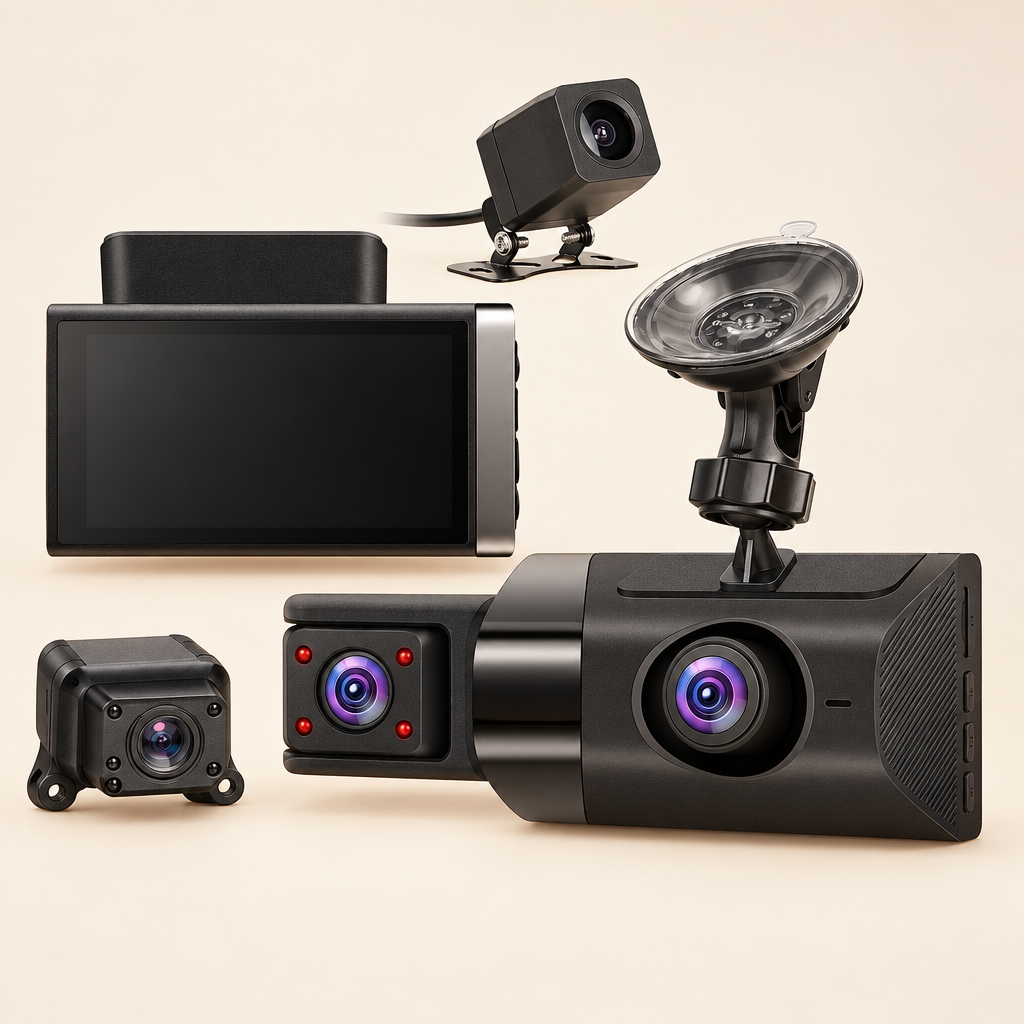 2K 3-Channel Dash Cam | GPS + WiFi | G-Sensor | Parking Monitor | Night Vision | App Control